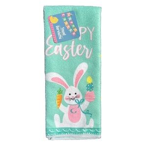 NWT GREEN AND WHITE EASTER DECORATIVE TOWEL
